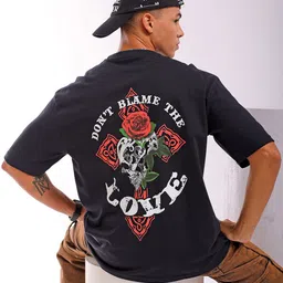 The Indian Garage Co Men Back Printed Round Neck Boxy Oversized T-shirt-image-16