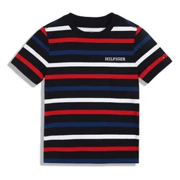 Tommy Hilfiger Boys Striped Round Neck Cotton T-shirt-image-16