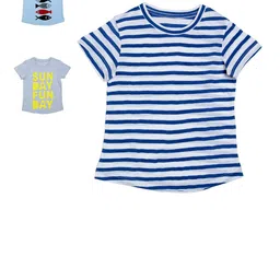 DOOR74 Boys Pack of 3 Striped T-shirt-image-15