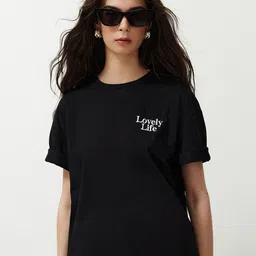Trendyol Women Typography Printed Round Neck T-shirt-picture-17
