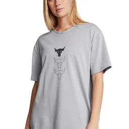 UNDER ARMOUR Women Graphic Printed Round Neck Cotton Oversized T-shirt-image-17