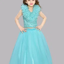 Pink Chick Girls Embellished Ruffle Top with Skirt-image-14