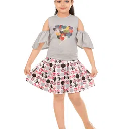 BAESD Girls Printed Cold-Shoulder Sleeves Top With Shorts-image-37
