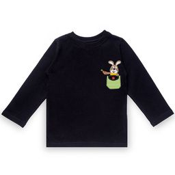 KAVEE Infant Boys Black Solid Biowashed Round Neck Pure Cotton T-shirt with Print Detail-image-29