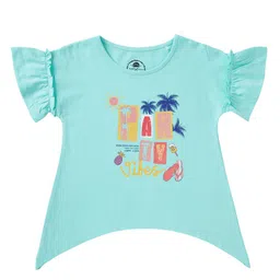 Cub McPaws Girls Sea Green Printed T-shirt-image-75