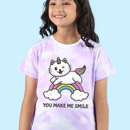 NUSYL Girls Tie and Dye Printed Round Neck Regular T-shirt-image-81