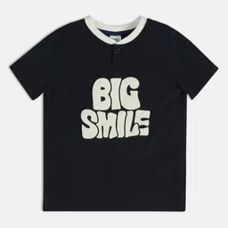 MINI KLUB Boys Typography Printed Henley Neck Applique T-shirt-image-66