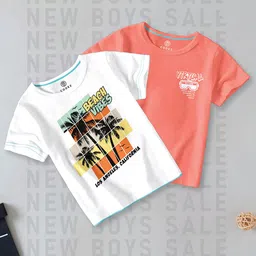 CODEZ Boys Pack Of 2 Graphic Printed Cotton T-shirts-image-28