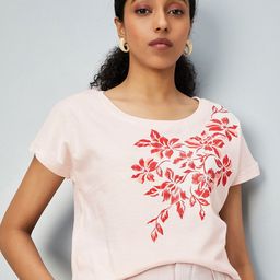 max Floral Printed Round Neck Pure Cotton T-shirt-image-32