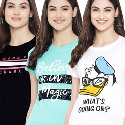 Fabflee Pack Of 3 Typography Printed Cotton T-shirt-image-77