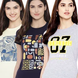Fabflee Pack Of 3 Abstract Printed Cotton T-shirt-2