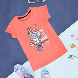 Pantaloons Junior Girls Graphic Printed Round Neck Cotton T-shirt-image-43