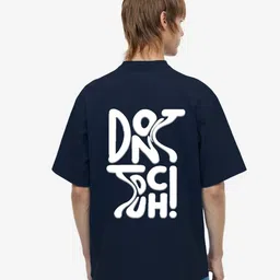 MISCHIEF MONKEY Typography Printed Cotton Oversized T-shirt-picture-31
