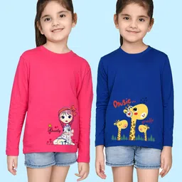 NUSYL Girls Pack Of 2 Printed Cotton T-shirt-picture-40