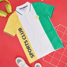 Pantaloons Junior Boys Colourblocked Polo Collar Pure Cotton T-shirt-41