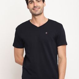 Octave Men Navy Blue V-Neck T-shirt-image-60