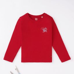 Ed-a-Mamma Boys Red V-Neck Applique T-shirt-image-47