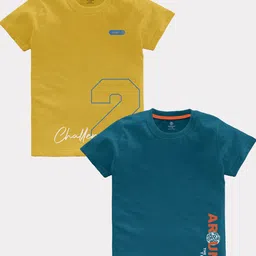 CODEZ Boys Pack OF 2 Typography Printed Cotton T-shirt-image-82