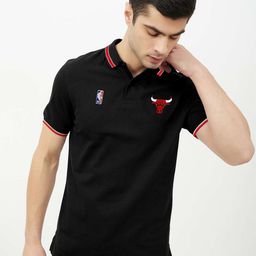 NBA Men Black & Red Chicago Bulls Classic Polo T-shirt-image-65