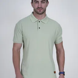 Polo Plus Men Bio Finish Solid Polo Collar Relaxed Fit T-shirt-image-82