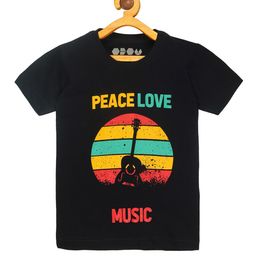 OBOW Boys Black Typography Printed Bio Finish Applique T-shirt-image-23