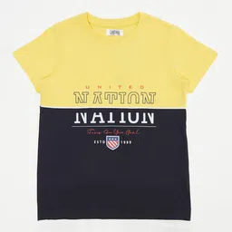 Cantabil Boys Yellow & Black Colourblocked Cotton T-shirt-image-36
