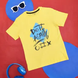 Pantaloons Junior Boys Typographic Printed Cotton T-shirt-image-56