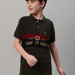 Cantabil Boys Typography Printed Polo Collar Applique T-shirt-image-10