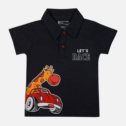 Bodycare Infant Boys Typography Printed Polo Collar Cotton T-shirt-image-91