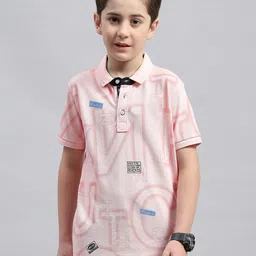 Monte Carlo Boys Typography Printed Polo Collar Cotton T-shirt-picture-39