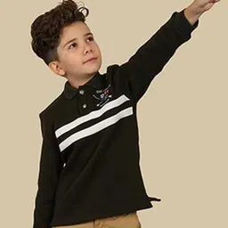 One Friday Boys Striped Polo Collar Applique T-shirt-image-16