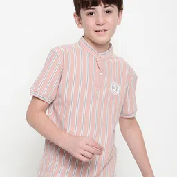 Octave Boys Striped Mandarin Collar T-shirt-image-96