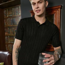 Campus Sutra Men Self Design Polo Collar T-shirt-image-40