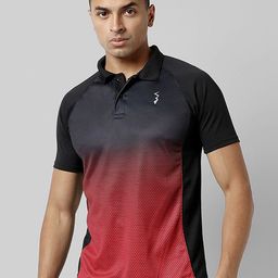Campus Sutra Polo Collar Raglan Sleeves Gym T-shirt-image-85