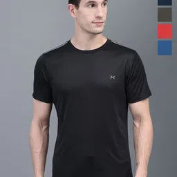 Force NXT Men Pack Of 5 Anti Odour Solid Round Neck Training or Gym T-shirt-image-78