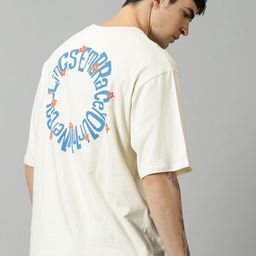 THE HOLLANDER Typography Printed Drop-Shoulder Sleeves Oversized Fit Pure Cotton T-shirt-image-25