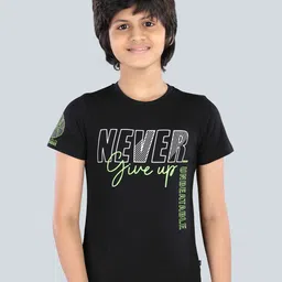 3PIN Boys Typography Printed Round Neck Applique T-shirt-image-89