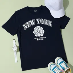 Hoop Boys Printed Round Neck Short Sleeves Cotton T-shirt-50