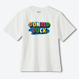 YK Disney Boys Typography Donald Duck Printed Applique T-shirt-image-45