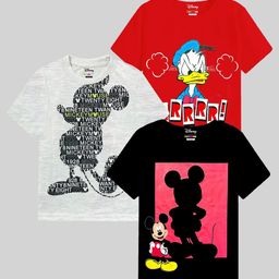 KUCHIPOO Kids Pack Of 3 Mickey & Donald Printed T-shirt-86