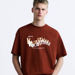 MISCHIEF MONKEY Round Neck Printed Cotton Oversized T-shirt-image-30