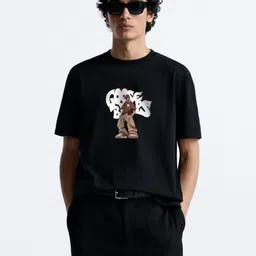 MISCHIEF MONKEY Men Graphic Printed Round Neck Cotton Oversized T-Shirt-image-36