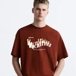 MISCHIEF MONKEY Printed Round Neck Short Sleeves Cotton T-shirt-image-64