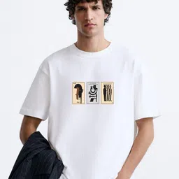 MISCHIEF MONKEY Men Graphic Printed Round Neck Cotton Oversized T-Shirt-image-86