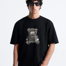 MISCHIEF MONKEY Printed Round Neck Short Sleeves Cotton T-shirt-image-65