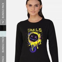 CHOZI Pack Of 2 Printed Round Neck Regular Fit Pure Cotton Casual T-shirt-image-84