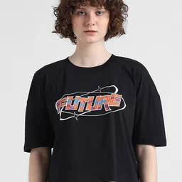 ONLY Typography Printed Round Neck Pure Cotton T-shirt-picture-17