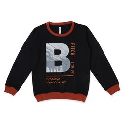 earth conscious Boys Black Typography Printed Applique T-shirt-image-59