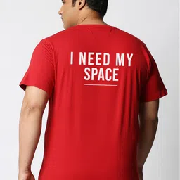 Bewakoof Plus Men Plus Size Red Typography Printed T-shirt-10