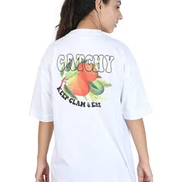 ZU Typography Printed Drop-Shoulder Sleeves Cotton Longline Oversized T-shirt-image-98